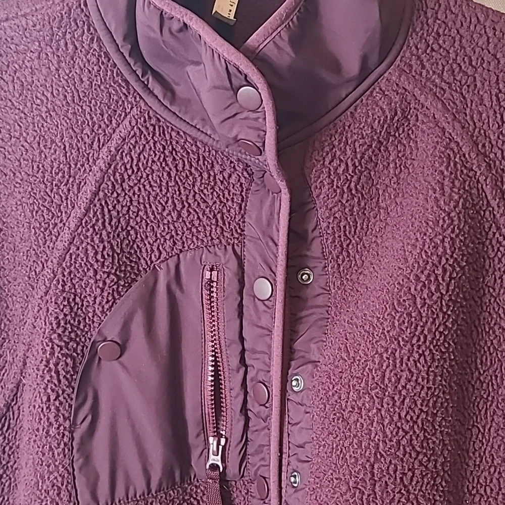 Free People Movement x Hatch Hit The Slopes Fleece Sweatshirt Jacket Deep Maroon - Picture 4 of 8